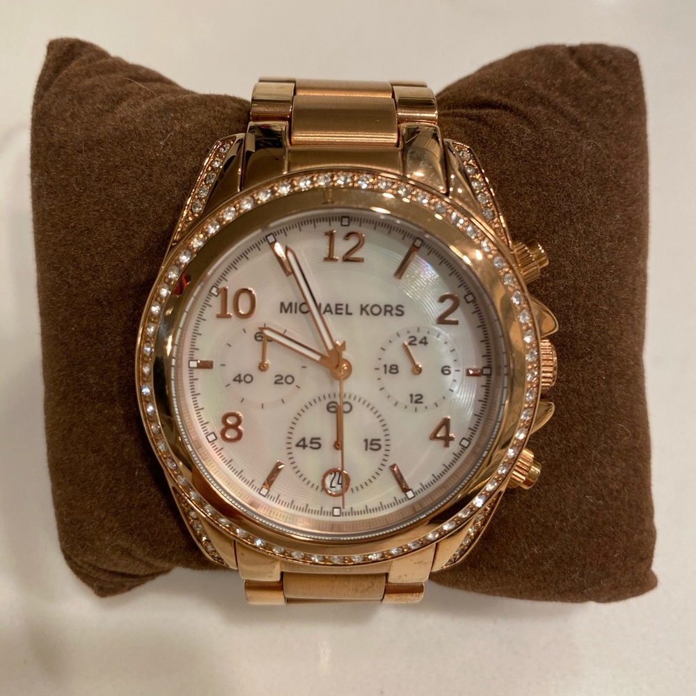Michael Korda Rose Gold Watch with crystals